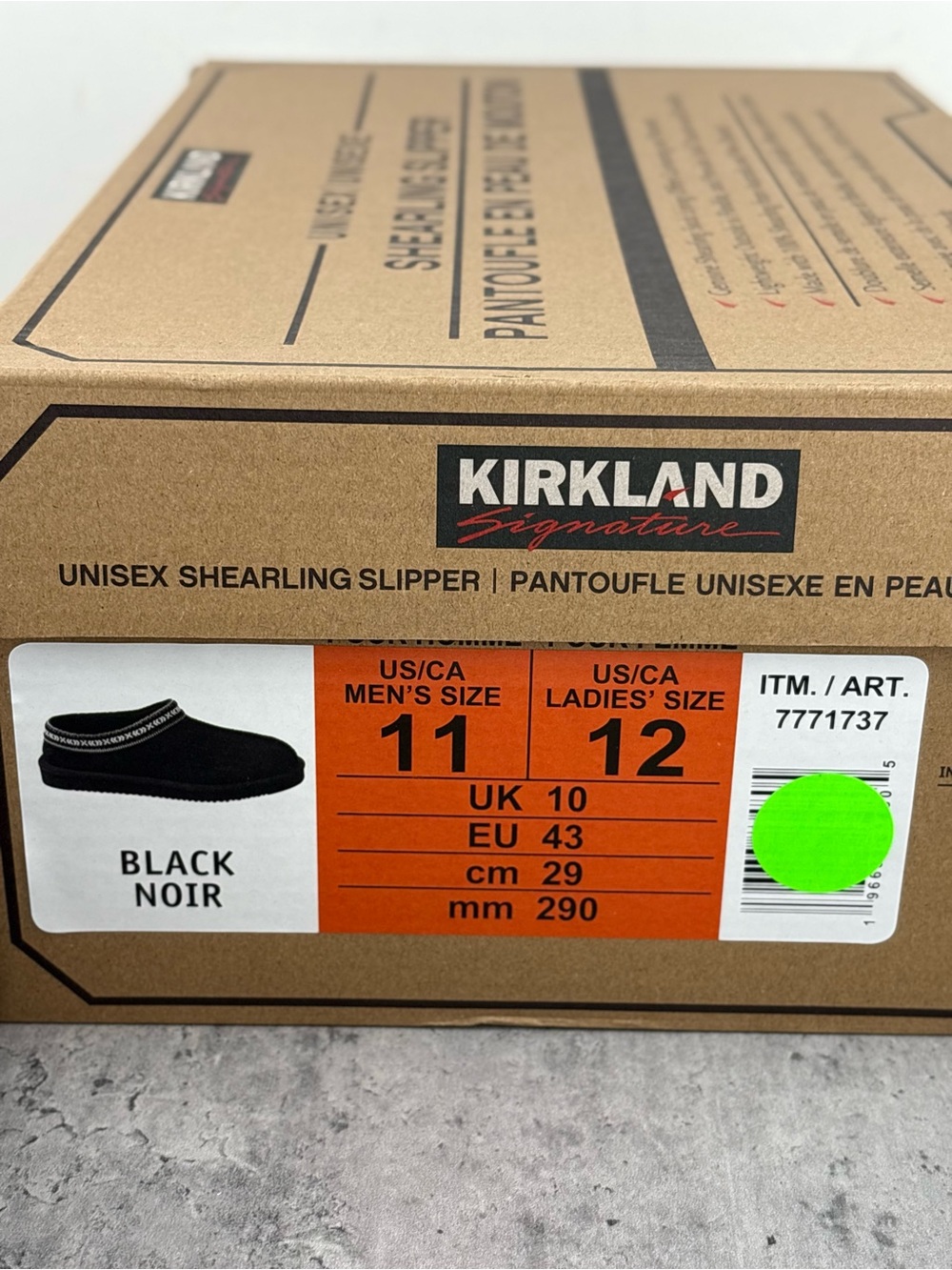 kirkland Signature shearling slippers Mens 11 Women’s 12 Black Worn Once Black - Picture 6 of 6